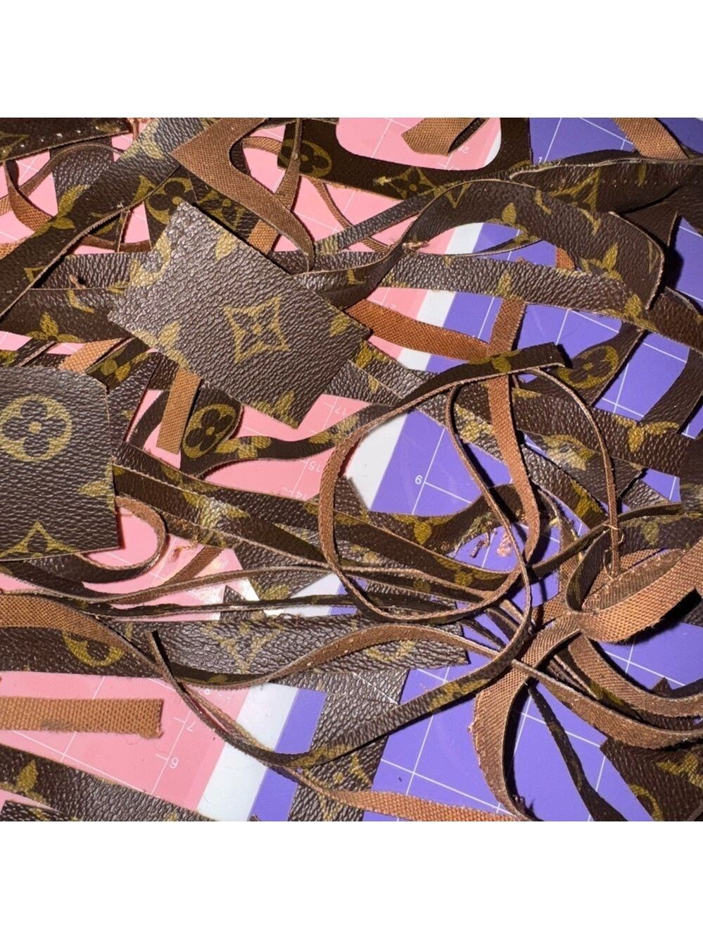 Louis Vuitton Brown Monogram Leather Scrap Pieces bundle 5 - Picture 8 of 11